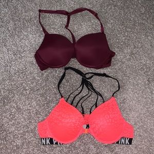 34A VS Pink bras, front clip
